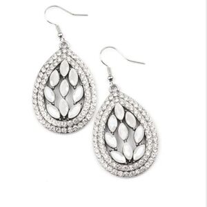 Encased Elegance White Teardrop Paparazzi Rhinestone Fashion Jewelry